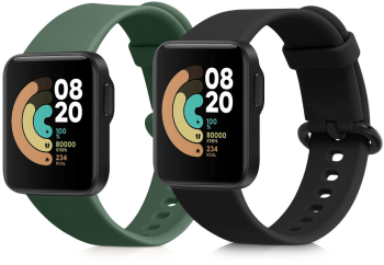 Set 2 curele pentru Xiaomi Mi Watch Lite/Redmi Watch Kwmobile Negru/Verde Silicon 54778.03 