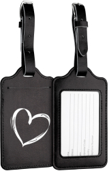 Set 2 Etichete pentru bagaje Kwmobile Negru/Alb Piele ecologica 53127.03 