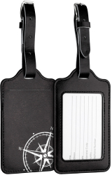 Set 2 Etichete pentru bagaje Kwmobile Negru/Alb Piele ecologica 53127.05 