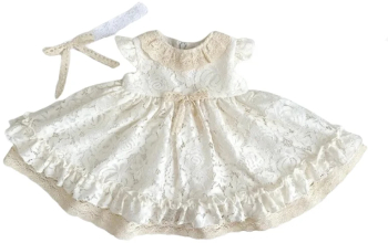 Set 2 piese rochie eleganta si bentita pentru fete Colibri RCLB-1 Crem 
