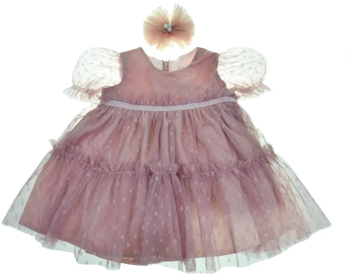 Set 2 piese rochie eleganta si bentita pentru fete Colibri RCLB-4 Roz 
