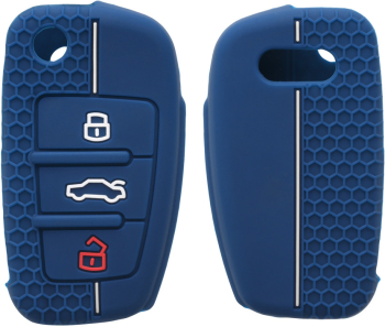 Husa Cheie Auto pentru Audi - 3 Butoane kwmobile Silicon Albastru 53134.16 