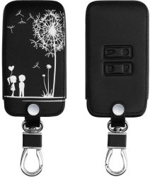 Husa Cheie Auto pentru Renault / Dacia - 4 Butoane - Keyless Go kwmobile Piele ecologica Negru / Alb 44637.44 
