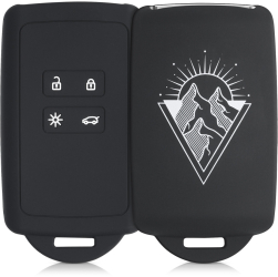 Husa Cheie Auto pentru Renault / Dacia - 4 Butoane - Keyless Go kwmobile Silicon Negru / Alb 49769.25 