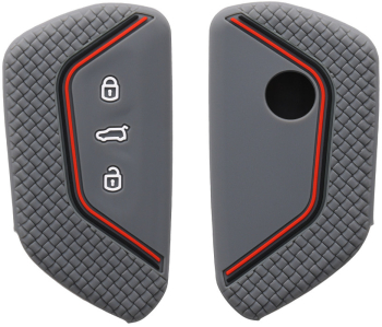 Husa Cheie Auto pentru VW / Skoda / Seat - 3 Butoane kwmobile Silicon Gri 54313.10 