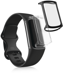 Set 2 Huse pentru Fitbit Charge 5 kwmobile Silicon Negru / Transparent 56385.01 