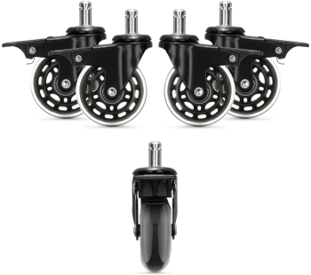 Set 5 Roti pentru scaun de birou tija 10 mm Kwmobile Negru Poliuretan 55604.01