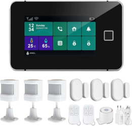 Sistem de alarma wireless IARMAC cu Amprenta compatibil cu aplicatia Tuya Smart Life 3 senzori de miscare 3 senzori de usa/geam comunica 