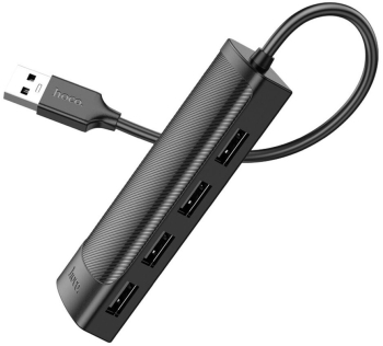 Hub USB Hoco HB41 Multiport USB-A la 4 x USB-A 2.0 4 in 1 20cm Negru