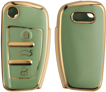 Husa Cheie Auto Kwmobile pentru Audi 3 Butoane Verde/Galben Silicon 57050.06 