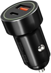 Incarcator Auto Fast Charge cu cablu XO-CC32 20W USB-A + Tip-C Negru 