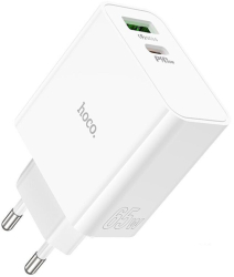 Incarcator Retea Super Fast Charge 65W Hoco C113A Dual Port USB-A si USB-C Alb 