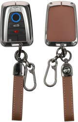 Carcasa Cheie Auto Kwmobile pentru BMW 4 Butoane - Smart Key Maro/Gri Zinc KWM000025BX001C 