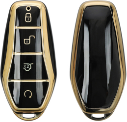 Husa Cheie Auto Kwmobile pentru BYD Atto 3/Dolphin/Seal Negru/Auriu Silicon KWM000025JF001C 