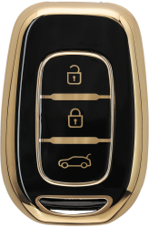 Husa Cheie Auto Kwmobile pentru Dacia 3 Butoane Negru/Auriu Silicon KWM000025CC001C 