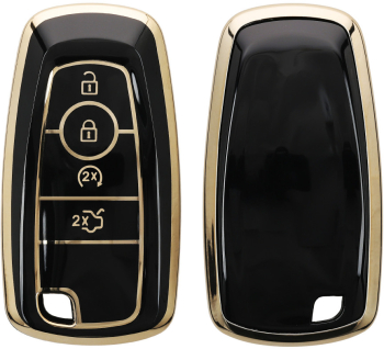 Husa Cheie Auto Kwmobile pentru Ford 4 Butoane Negru/Auriu Silicon KWM000025DX001C