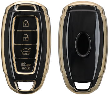 Husa Cheie Auto Kwmobile pentru Hyundai 4 Butoane Negru/Auriu Silicon KWM000025DY001C 