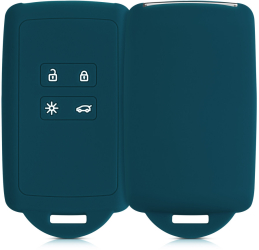 Husa Cheie Auto kwmobile pentru Renault/Dacia 4 Butoane - Keyless Go Silicon Albastru 48035.57 