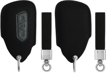 Husa Cheie Auto Kwmobile pentru VW 3 Butoane Negru/Gri Piele ecologica KWM000024XN002C 