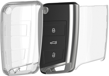 Husa Cheie Auto Kwmobile pentru VW 3 Butoane Transparent Silicon KWM000025JK001C 