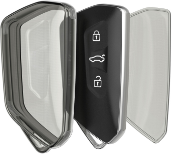 Husa Cheie Auto Kwmobile pentru VW 3 Butoane Transparent/Negru Silicon KWM000025JH002C 