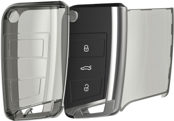 Husa Cheie Auto Kwmobile pentru VW 3 Butoane Transparent/Negru Silicon KWM000025JK002C 
