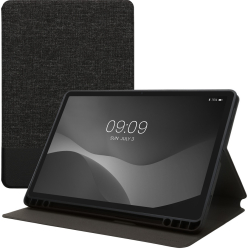 Husa Kwmobile pentru Samsung Galaxy Tab S9 FE Gri inchis/Negru Textil KWM000023QG001C