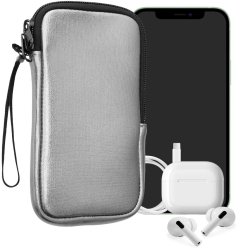Husa Universala Kwmobile pentru telefon Marime M - 5.5 inch Argintiu Neopren KWM0000099O170C 
