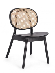 Scaun lemn negru rattan natur Adolis 49x42x81 cm 