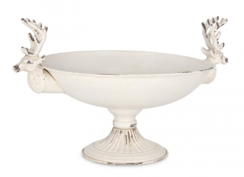 Set 2 boluri decorative otel alb antichizat Selene 48x37x28 cm 