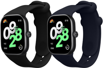 Set 2 Curele Kwmobile pentru Xiaomi Redmi Watch 4 Negru/Albastru inchis Silicon KWM000025BA001C 