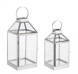 Set 2 felinare otel argntiu Conev 14x13x27 cm 18x17x37 cm 