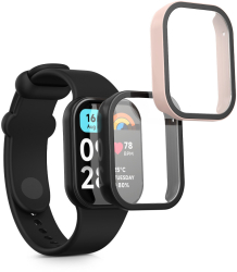 Set 2 Huse complete Kwmobile pentru Xiaomi Mi Band 8 Pro Negru/Roz Plastic KWM0000250O002C 