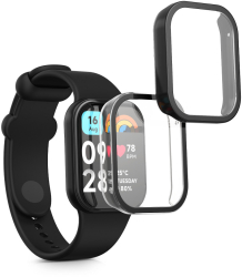 Set 2 Huse complete Kwmobile pentru Xiaomi Mi Band 8 Pro Transparent/Negru Plastic KWM0000250O001C 