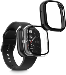 Set 2 Huse Kwmobile cu sticla securizata pentru Honor Watch 4 Transparent/Negru Plastic KWM000024UK002C