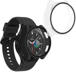 Set 2 Huse Kwmobile cu sticla securizata pentru Samsung Galaxy Watch 6 Negru/Transparent Plastic KWM000024TC001C 