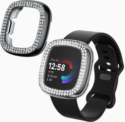 Set 2 Huse Kwmobile pentru Fitbit Versa 4/Sense 2 Transparent/Negru Plastic KWM000024ZJ001C 