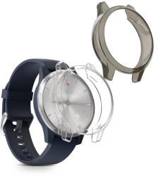 Set 2 Huse Kwmobile pentru Garmin Vivomove 3S Transparent/Negru Silicon KWM000024UL002C 