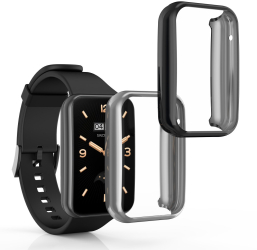 Set 2 Huse Kwmobile pentru Xiaomi Mi Band 7 Pro Negru/Argintiu Silicon KWM0000177C005C 