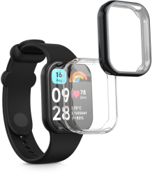 Set 2 Huse Kwmobile pentru Xiaomi Mi Band 8 Pro Transparent/Negru Silicon KWM0000250N002C 