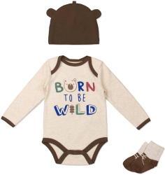 Set 3 piese pentru bebelusi Born to be wild - marimea 6-9 luni 
