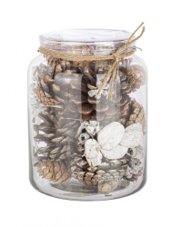 Set 6 recipiente decorative cu conuri brad 12.3x12.3x16 cm 