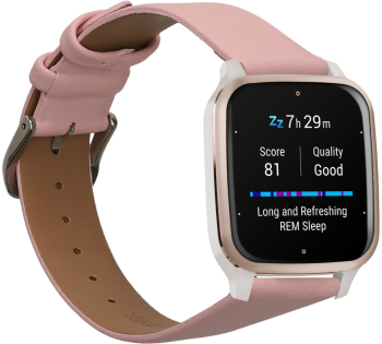 Curea Kwmobile pentru Garmin Venu Sq 2 Music Roz Piele naturala KWM000018RE002C 