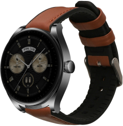 Curea Kwmobile pentru Huawei Watch GT 4 46mm /Watch Buds Maro/Negru Piele naturala KWM0000253S001C 