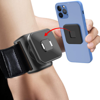 Husa alergare brat cu suport magnetic telefon Velcro - Marmalis TSA2 Negru 