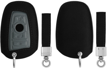 Husa Cheie Auto Kwmobile pentru BMW 3 Butoane Negru/Gri Piele ecologica KWM000024XQ002C 