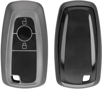 Husa Cheie Auto Kwmobile pentru Ford 2 Butoane - Keyless Go Gri/Negru Silicon KWM0000252Y001C