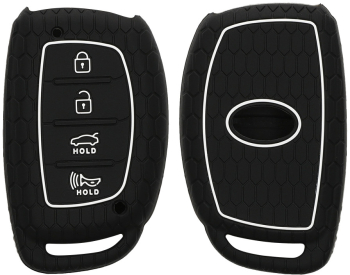 Husa Cheie Auto Kwmobile pentru Hyundai 4 Butoane Negru Silicon KWM0000256G001C 