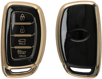 Husa Cheie Auto Kwmobile pentru Hyundai 4 Butoane Negru/Auriu Silicon KWM0000255Z001C 