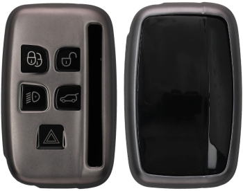 Husa Cheie Auto Kwmobile pentru Land Rover 5 Butoane Gri/Negru Silicon KWM000019FG002C 